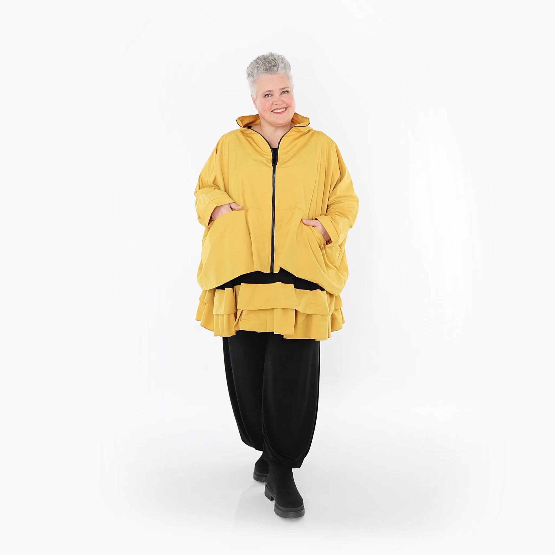  AKH Fashion Jacke in kastiger Form, aus Baumwolle, 1493.07104, Honiggelb, Ausgefallen
