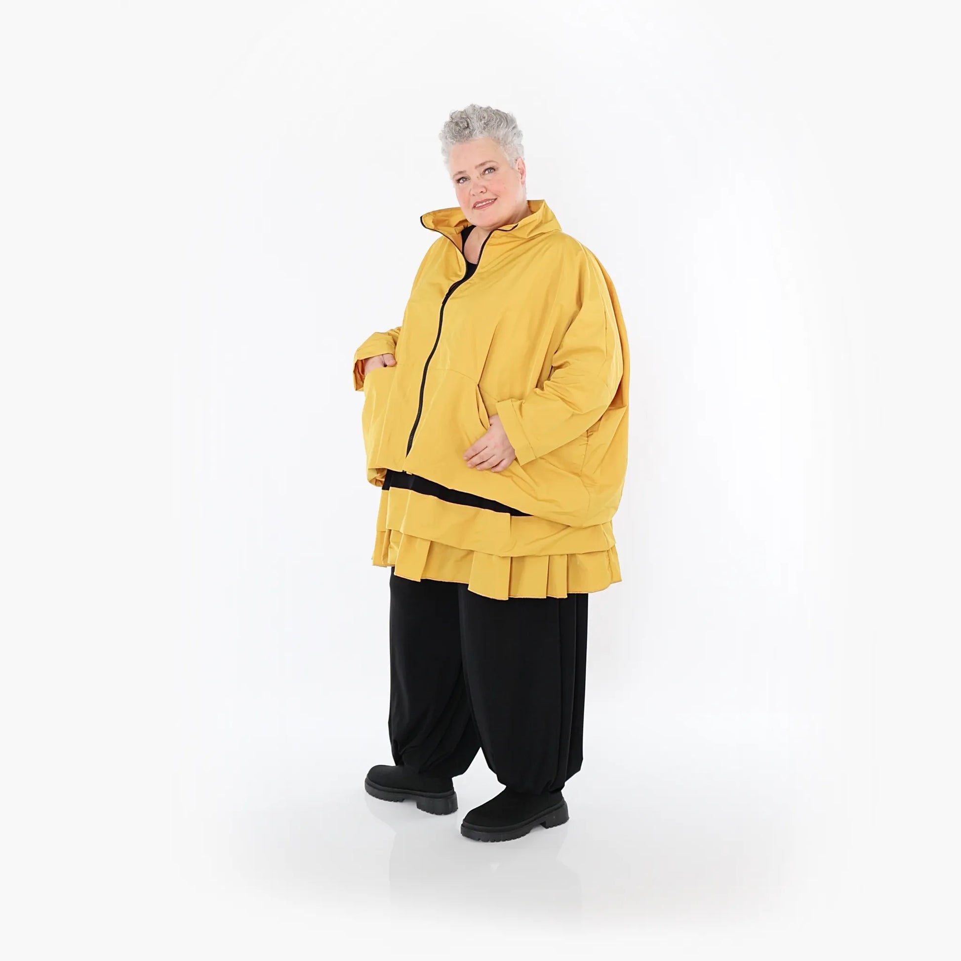  AKH Fashion Jacke in kastiger Form, aus Baumwolle, 1493.07104, Honiggelb, Ausgefallen