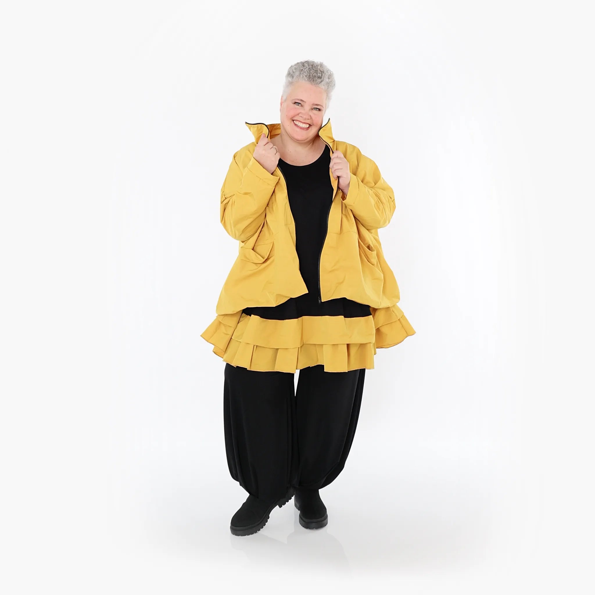  AKH Fashion Jacke in kastiger Form, aus Baumwolle, 1493.07104, Honiggelb, Ausgefallen