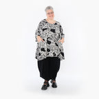  A-Form Bigshirt von AKH Fashion aus Materialmix, 1499.00593, Schwarz/Weiß, Animal, Schick