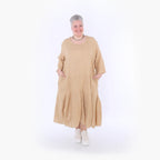  Ballonkleid von AKH Fashion aus Baumwolle, 1501.06972, Cognac, Ausgefallen, Zeitlos