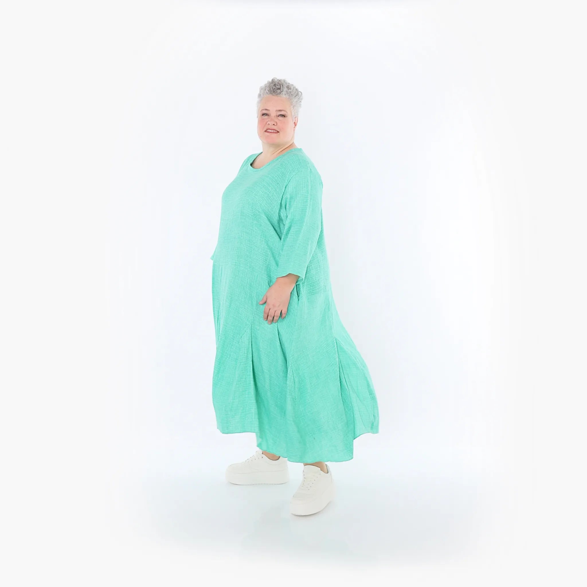 Ballonkleid von AKH Fashion aus Baumwolle, 1501.06972, Grün, Ausgefallen, Zeitlos, Schick