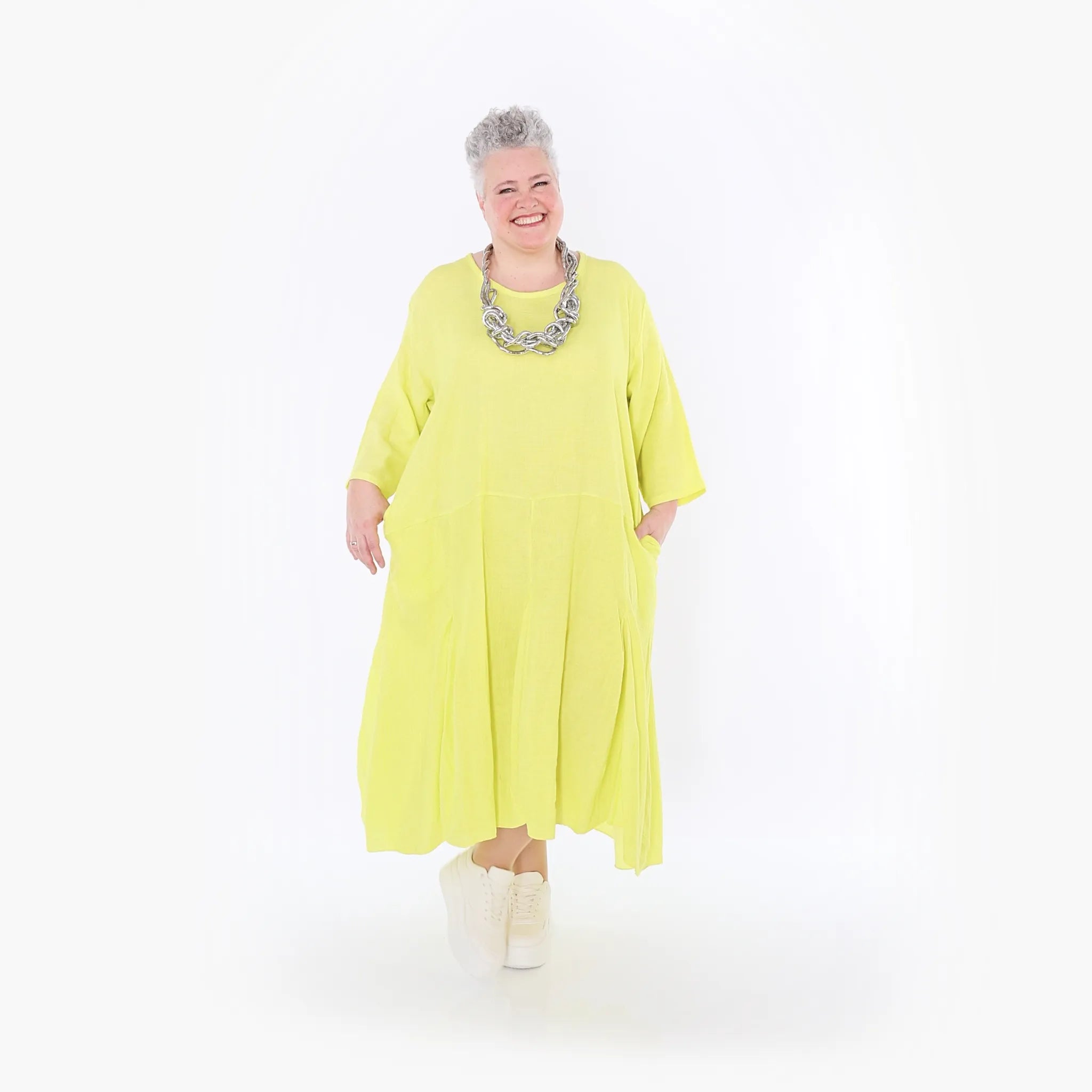 Ballonkleid von AKH Fashion aus Baumwolle, 1501.06972, Lime, Ausgefallen, Zeitlos, Schick