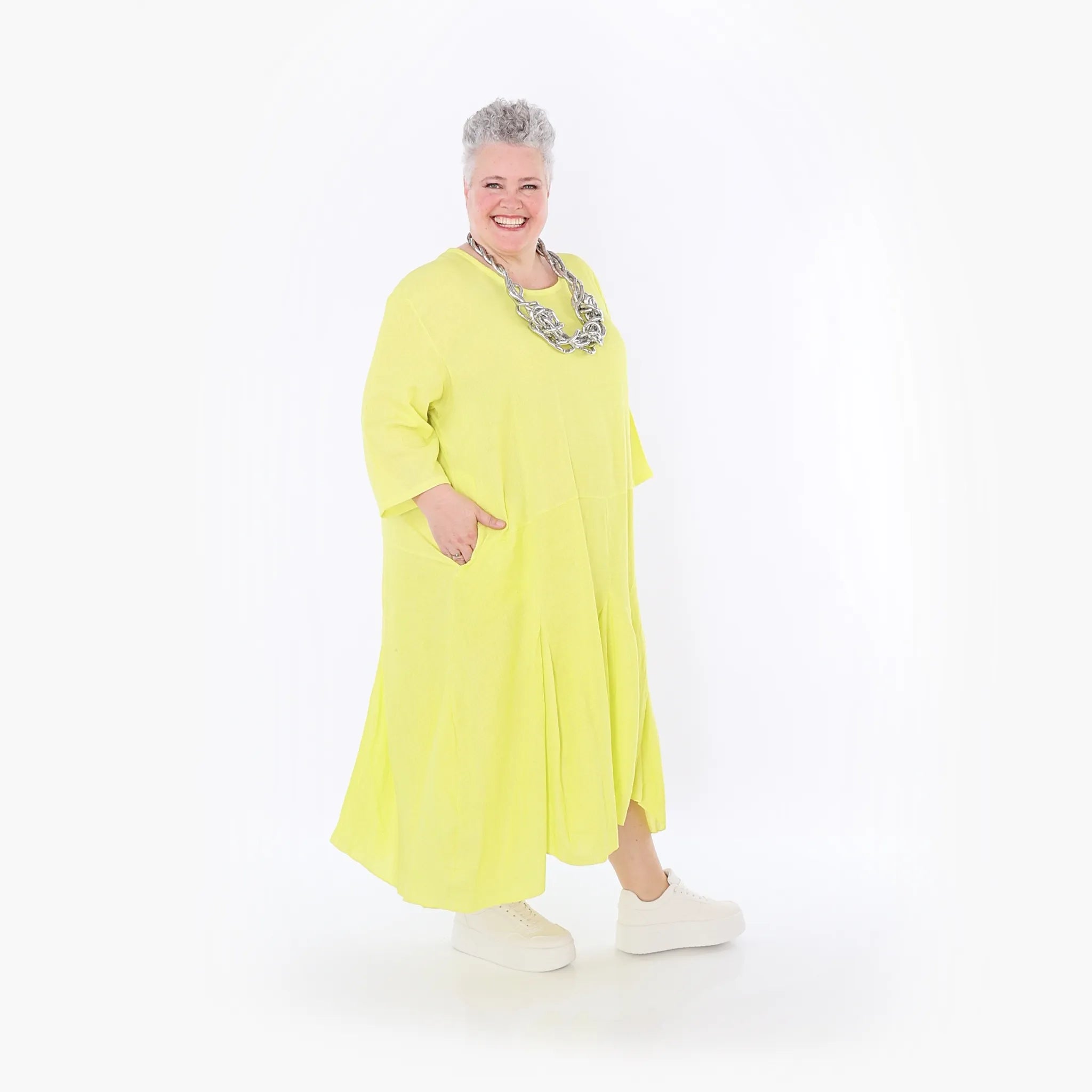 Ballonkleid von AKH Fashion aus Baumwolle, 1501.06972, Lime, Ausgefallen, Zeitlos, Schick
