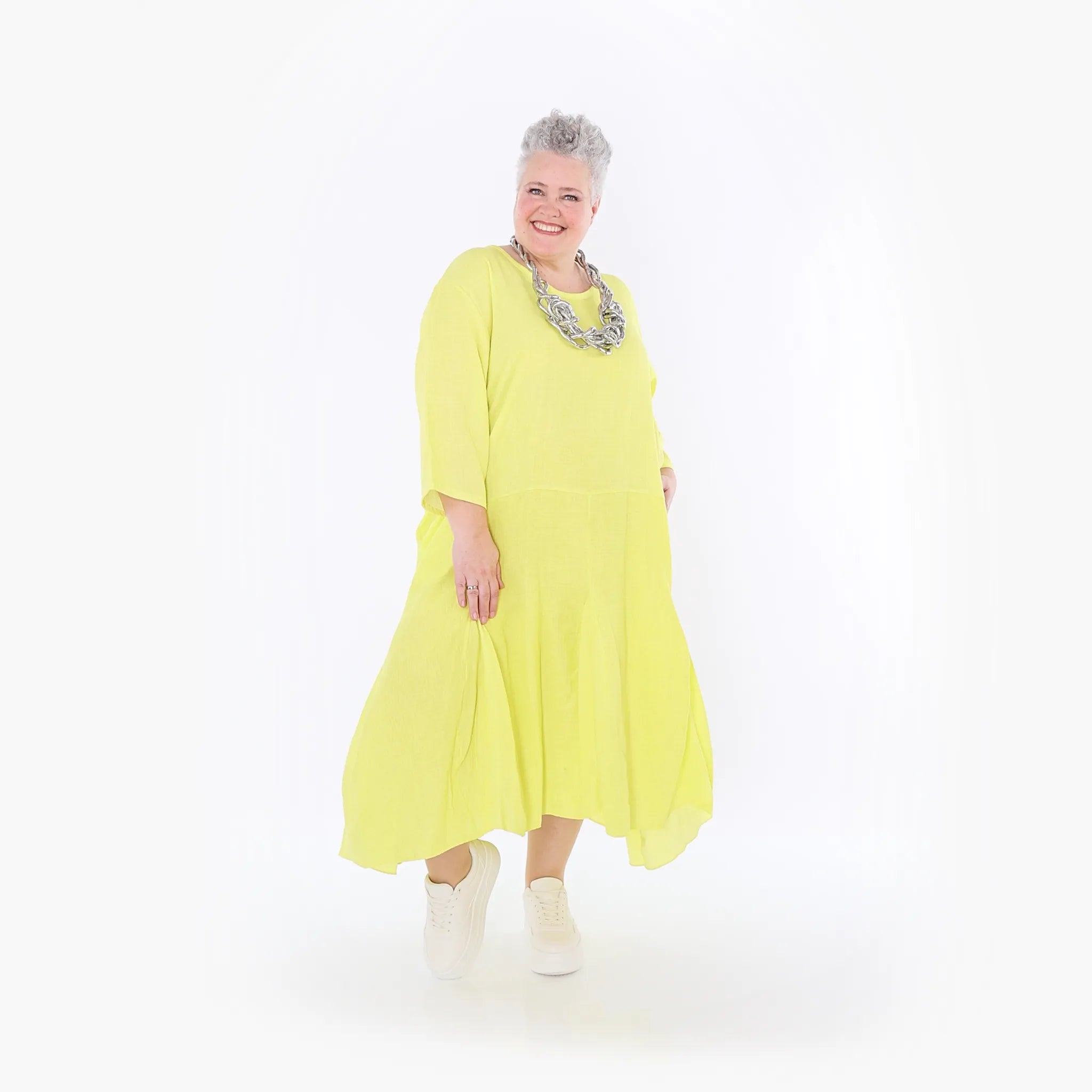 Ballonkleid von AKH Fashion aus Baumwolle, 1501.06972, Lime, Ausgefallen, Zeitlos, Schick