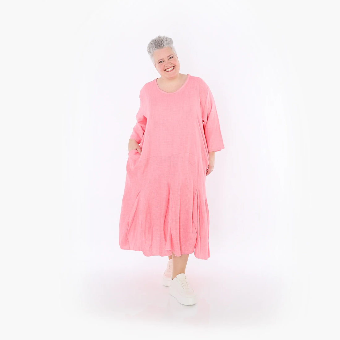  Ballonkleid von AKH Fashion aus Baumwolle, 1501.06972, Rosa, Ausgefallen, Zeitlos, Schick