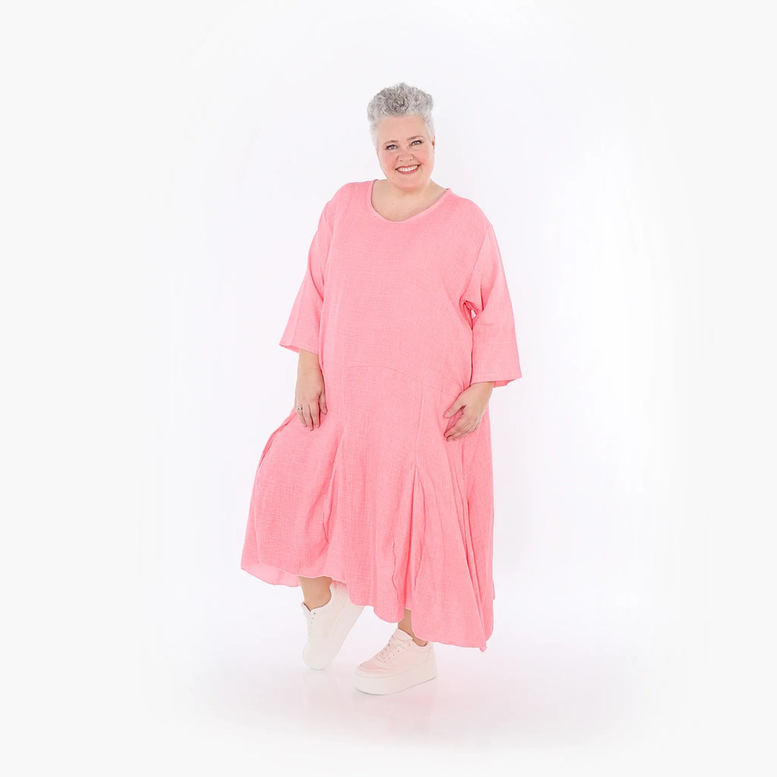  Ballonkleid von AKH Fashion aus Baumwolle, 1501.06972, Rosa, Ausgefallen, Zeitlos, Schick