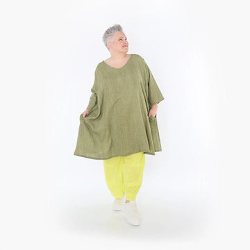  A-Form Bigshirt von AKH Fashion aus Baumwolle, 1501.07022, Khaki, Ausgefallen, Zeitlos