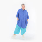  AKH Fashion Bluse in gerundeter Form, aus Baumwolle, 1501.07106, Blau, Ausgefallen, Schick