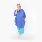  AKH Fashion Bluse in gerundeter Form, aus Baumwolle, 1501.07106, Blau, Ausgefallen, Schick