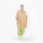  AKH Fashion Bluse in gerundeter Form, aus Baumwolle, 1501.07106, Cognac, Ausgefallen