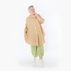  AKH Fashion Bluse in gerundeter Form, aus Baumwolle, 1501.07106, Cognac, Ausgefallen