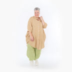  AKH Fashion Bluse in gerundeter Form, aus Baumwolle, 1501.07106, Cognac, Ausgefallen