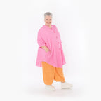  AKH Fashion Bluse in gerundeter Form, aus Baumwolle, 1501.07106, Fuchsia, Ausgefallen