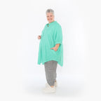  AKH Fashion Bluse in gerundeter Form, aus Baumwolle, 1501.07106, Grün, Ausgefallen, Schick