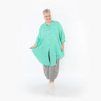  AKH Fashion Bluse in gerundeter Form, aus Baumwolle, 1501.07106, Grün, Ausgefallen, Schick