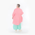  AKH Fashion Bluse in gerundeter Form, aus Baumwolle, 1501.07106, Rosa, Ausgefallen, Schick