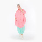  AKH Fashion Bluse in gerundeter Form, aus Baumwolle, 1501.07106, Rosa, Ausgefallen, Schick