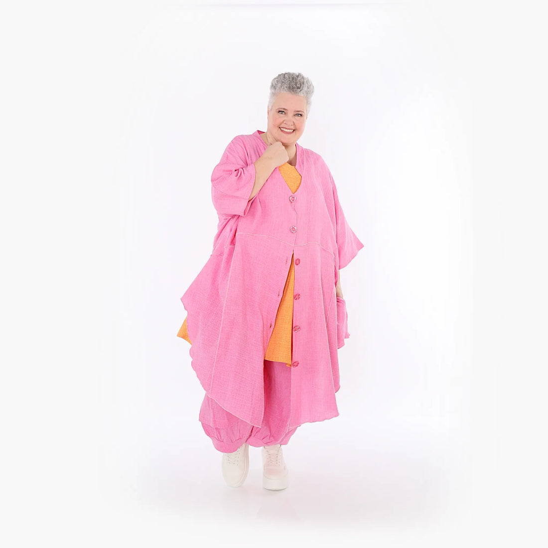  AKH Fashion Jacke in gerundeter Form, aus Baumwolle, 1501.07107, Fuchsia, Ausgefallen
