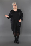 AKH Premium Kleid in gerader Form, aus Materialmix, P1001.7052, Schwarz, Ausgefallen