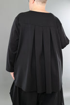  AKH Premium Shirt in gerundeter Form, aus Materialmix, P1003.6815, Schwarz, Ausgefallen