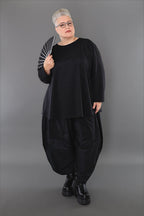 AKH Premium Shirt in gerundeter Form, aus Materialmix, P1003.6815, Schwarz, Ausgefallen