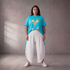 Damen Shirt Lagenlook Baumwolle Türkis, A-Linie, Oversize große Größen – Funky Diva