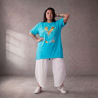 Damen Shirt Lagenlook Baumwolle Türkis, A-Linie, Oversize große Größen – Funky Diva