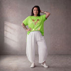 Damen Shirt Lagenlook Baumwolle Grün, A-Linie, Kurzarm, Oversize große Größen – Funky Diva