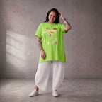 Damen Shirt Lagenlook Baumwolle Grün, A-Linie, Kurzarm, Oversize große Größen – Funky Diva