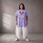 Damen Shirt Lagenlook Baumwolle Flieder, A-Linie, Kurzarm, Oversize große Größen – Funky Diva
