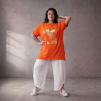 Damen Shirt Lagenlook Baumwolle Orange, A-Linie, Kurzarm, Oversize große Größen – Funky Diva