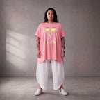 Damen Shirt Lagenlook Baumwolle Rosa, A-Linie, Kurzarm, Oversize große Größen – Funky Diva