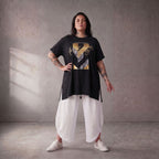 Damen Shirt Lagenlook Baumwolle Schwarz, A-Linie, Oversize große Größen – Funky Diva
