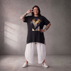 Damen Shirt Lagenlook Baumwolle Schwarz, A-Linie, Oversize große Größen – Funky Diva
