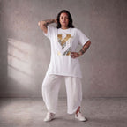 Damen Shirt Lagenlook Baumwolle Mintgrün, A-Linie, Oversize große Größen – Funky Diva