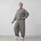 Bengaline Jacke in Schwarz und Weiß mit Stehkragen kastiger Passform und Knopfverschluss