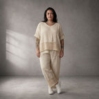 Zeitloses Creme Leinenhemd im Oversize Lagenlook leger ausgefallen mit weichen Taschen