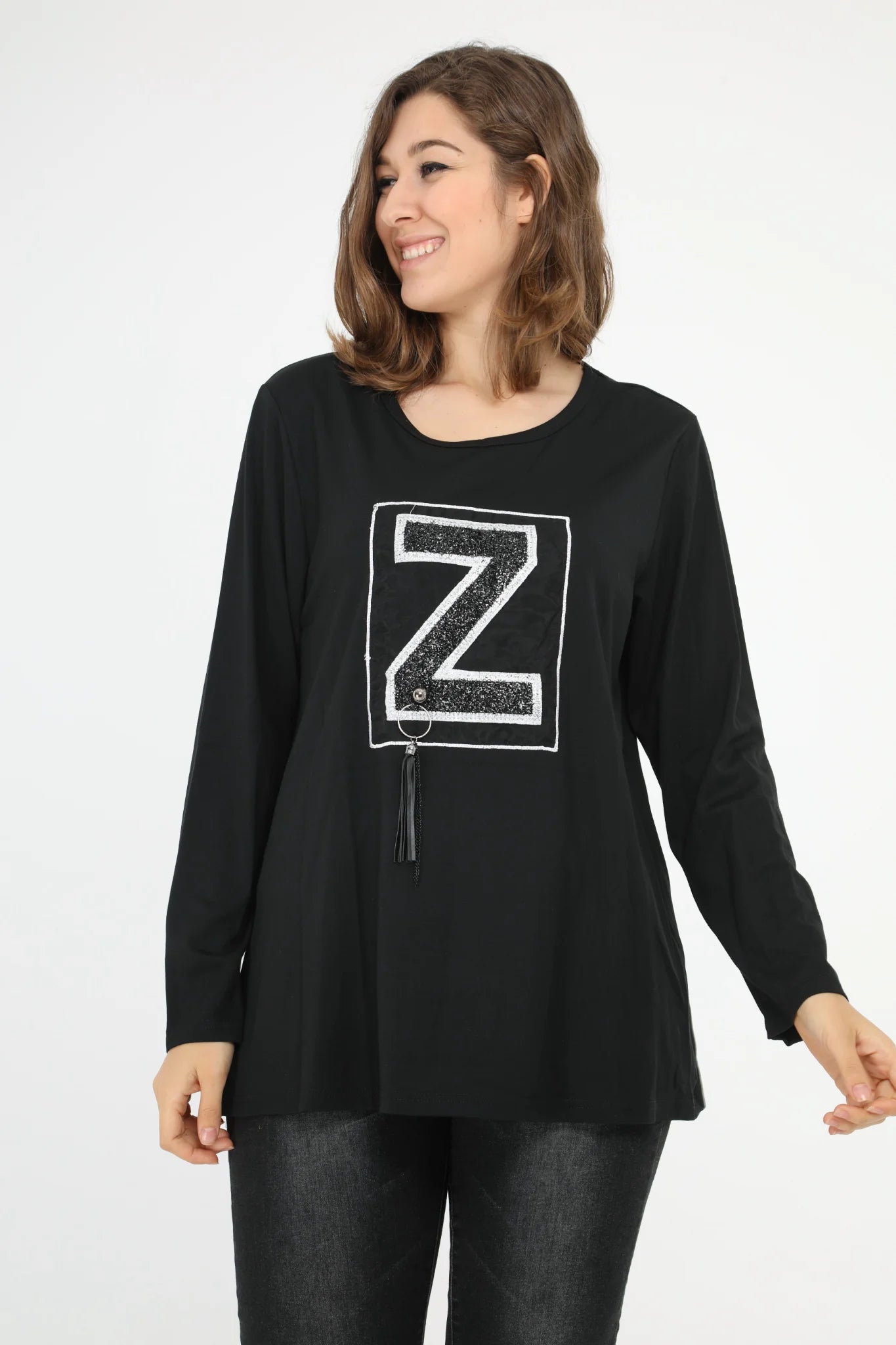  Pomme Rouge Shirt in gerader Form, aus Baumwolle, C6151, Schwarz-Weiß, Buchstaben, Schick