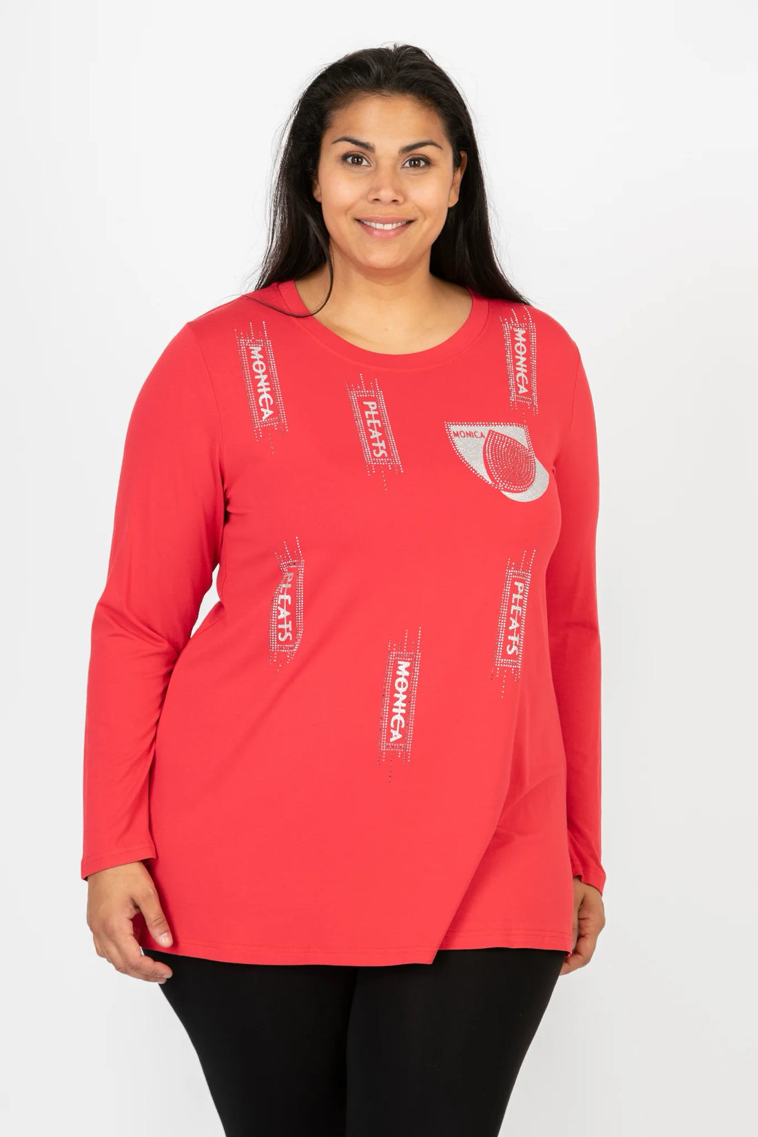  Shirt von Pomme Rouge aus Viskose in gerader Form, C6612, Rot-Silber, Muster, Ausgefallen