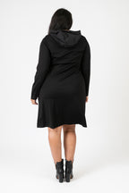  Pomme Rouge Kleid in gerader Form, aus Viskose, C6635, Schwarz, Muster, Schick, Modern
