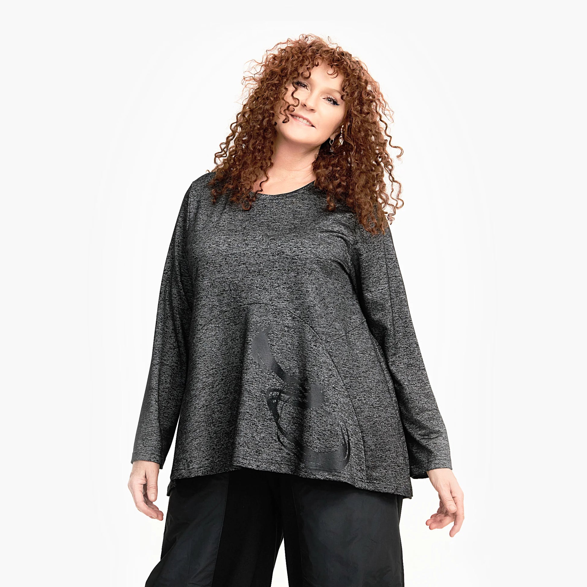  A-Form Shirt von Do Your Best aus Viskose, D717, Grau, Ausgefallen, Modern, Bequem