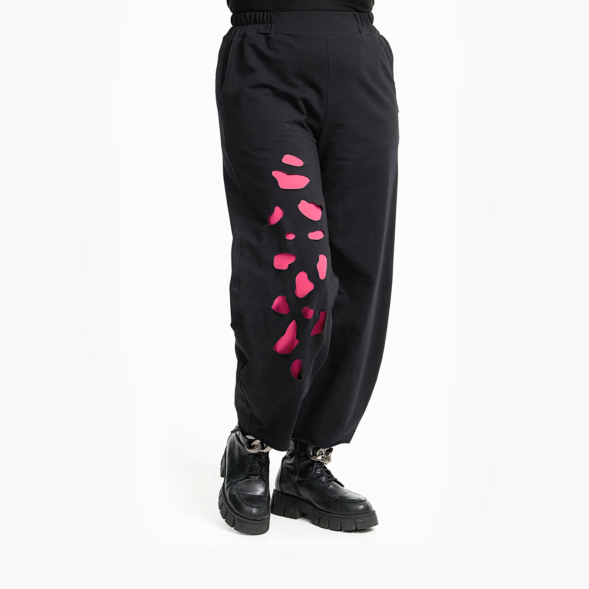  Legere Ballonhose mit Gummibund, praktischen Taschen und einzigartigen Laser-Cuts für Plus Size