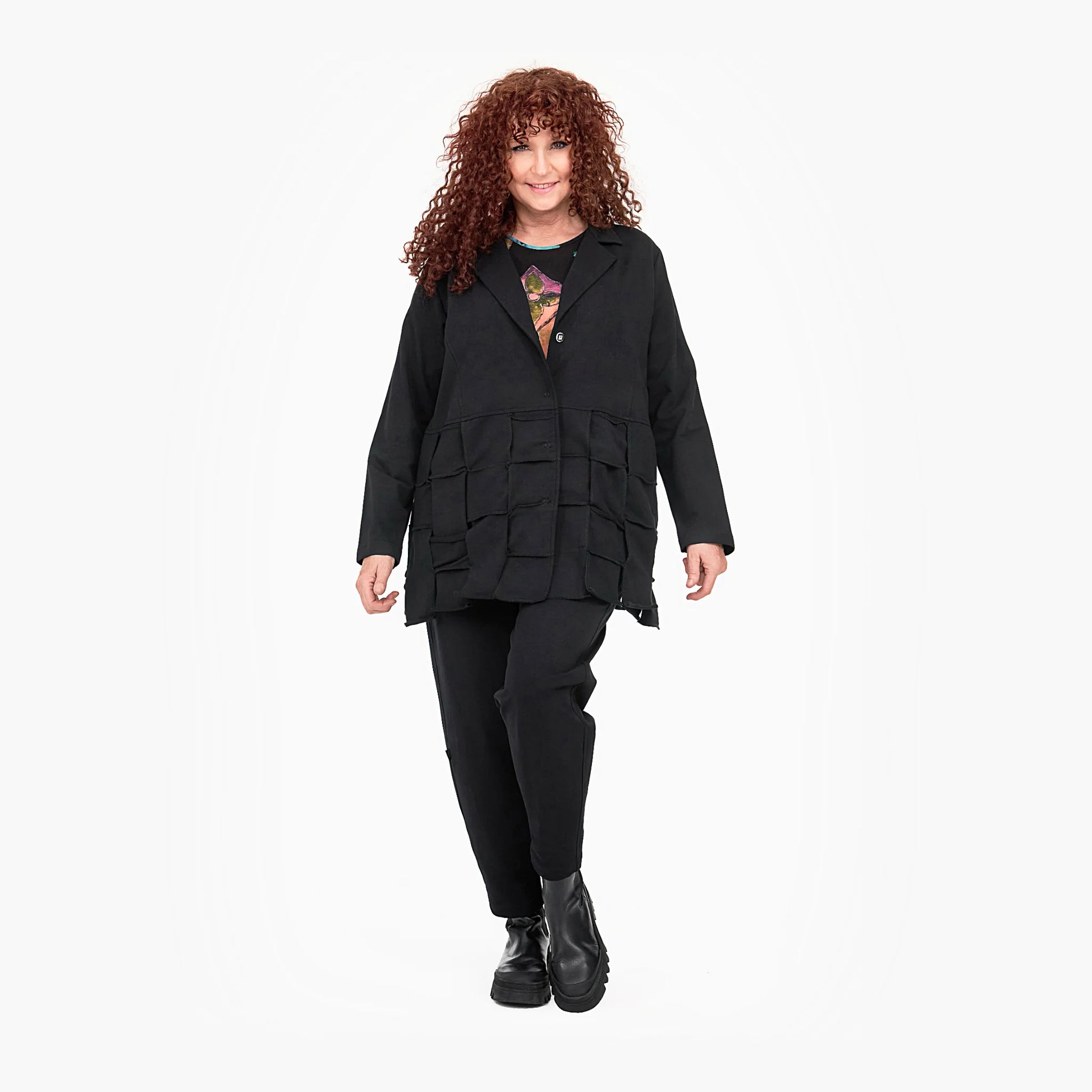  Stylische Oversize-Jacke mit V-Ausschnitt und kreativem Flechtmuster für Plus Size im Herbst/Winter