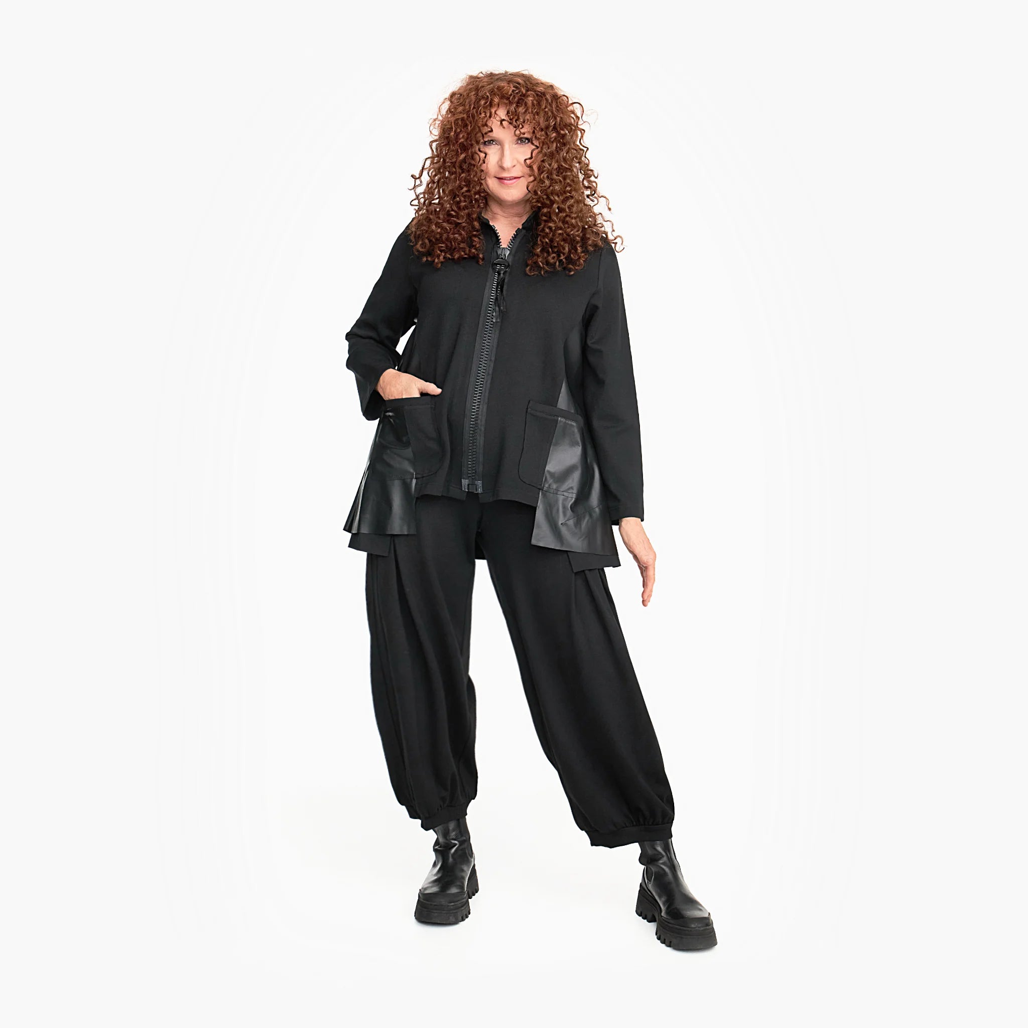  A-Form Jacke mit breitem Schalkragen und Reißverschluss, perfekt für trendige Lagenlooks