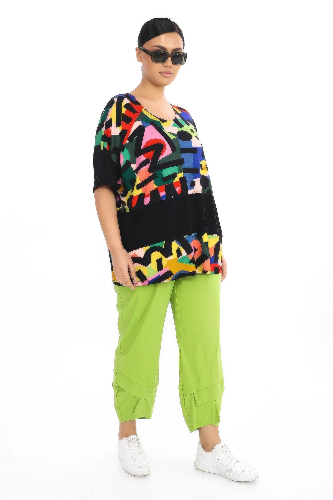  Divas Planet Shirt in gerader Form, aus Viskose, DP10107, Multicolor, Abstrakt, Schick
