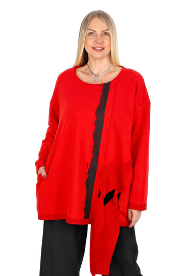  Divas Planet Shirt in gerader Form, aus Baumwolle, DP10134, Rot, Schick, Modern, Bequem