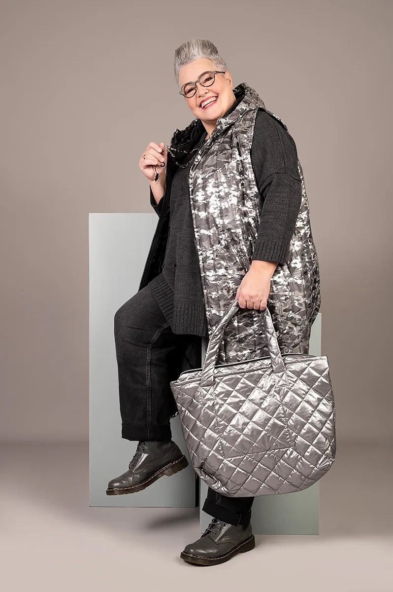  AKH Fashion Weste in gerader Form, aus Polyester, 1438.06879, Silber/Khaki/Grau, Schick