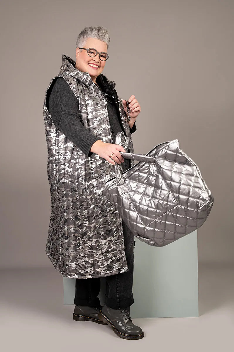  AKH Fashion Weste in gerader Form, aus Polyester, 1438.06879, Silber/Khaki/Grau, Schick