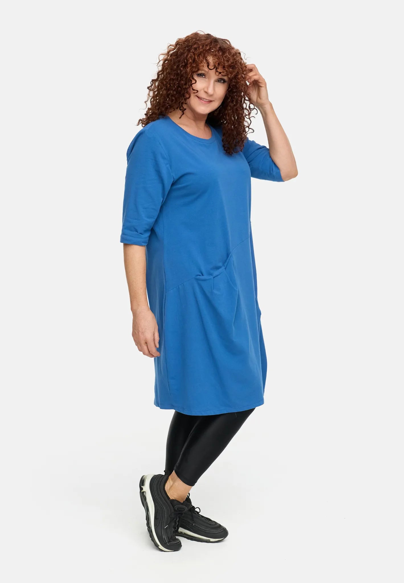  Ballonkleid von Do Your Best aus Viskose, D933, Blau, Ausgefallen, Zeitlos, Schick